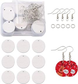 img 4 attached to 🐼 Pandahall 10 Pairs of White Wooden Earrings with Round Wooden Slice Dangle Charms, Complete with Earring Hooks and Jump Rings for Crafty Jewelry Making DIY