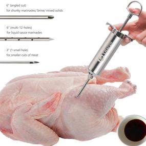 img 1 attached to 🔥 OFargo Smoker Meat Injector Syringe Kit with 3 Flavor Food Injector Syringe Meat Needles, Brine & Marinade Injector for Meat, Turkey, Brisket; 2-oz, Including Paper and E-Book (PDF) User Manual