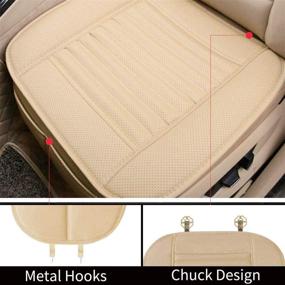 img 1 attached to 🚗 Premium PU Leather Car Seat Cover: Front Seat Cushion Protector with Bamboo Charcoal, Non-Slip Bottom & Storage Pockets - 2 Piece Beige Set - Fits 95% of Vehicles - 21.26'' x 18.90''