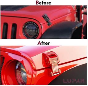 img 2 attached to 🔴 Lupar Aluminum Red Hood Latches Catch Kit with U.S. Flag Design for 2007-2018 Jeep Wrangler JK JKU and 2018-2021 Jeep Wrangler JL JLU Gladiator JT - Set of 2