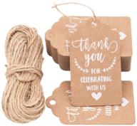 kestar 100pcs kraft paper thank you for celebrating with us tags - bundle with 20 meters of jute twine for wedding, thanksgiving, christmas party, arts and crafts - diy favor logo