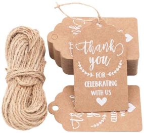 img 4 attached to KESTAR 100pcs Kraft Paper Thank You for Celebrating with Us Tags - Bundle with 20 Meters of Jute Twine for Wedding, Thanksgiving, Christmas Party, Arts and Crafts - DIY Favor