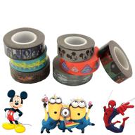 🎨 kids washi tape set bundle - 11 pack crafting supplies for boys | marvel avengers, superman, minions, star wars, mickey mouse, and more | decorative craft tape for bulk diy projects logo