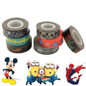 img 3 attached to 🎨 Kids Washi Tape Set Bundle - 11 Pack Crafting Supplies for Boys | Marvel Avengers, Superman, Minions, Star Wars, Mickey Mouse, and More | Decorative Craft Tape for Bulk DIY Projects