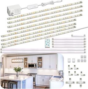 img 4 attached to 🔦 WOBANE LED Cabinet Lights: Versatile Under Counter Lighting for Kitchen, Cupboard, Desk, Showcase, Shelf - 8PCS 12inch Flexible Ribbon Lights Bar with Adapter - DIY Lamp with 1200lm Cross Light and 6000K White Color