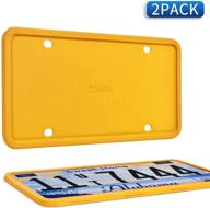 🚗 zakra license plate frame - 2 pack yellow silicone license plate frames, premium rust-proof & rattle-proof material, weather-proof design logo