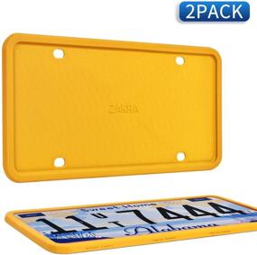 img 4 attached to 🚗 ZAKRA License Plate Frame - 2 Pack Yellow Silicone License Plate Frames, Premium Rust-Proof & Rattle-Proof Material, Weather-Proof Design