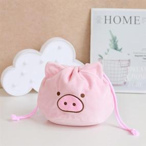 img 1 attached to 🐷 Cute Fluffy Piglet Makeup Bag - Portable Drawstring Tote for Travel, Organizational Storage and Makeup Essentials