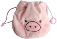 🐷 cute fluffy piglet makeup bag - portable drawstring tote for travel, organizational storage and makeup essentials logo