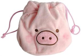 img 4 attached to 🐷 Cute Fluffy Piglet Makeup Bag - Portable Drawstring Tote for Travel, Organizational Storage and Makeup Essentials