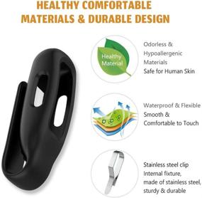 img 2 attached to HQzon 2-Pack Silicone Clip Holder for Fitbit 📌 Inspire 2/Ace 3 Fitness Tracker, Soft Replacement Case, Black+Black