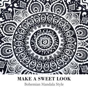img 2 attached to 🌸 DasyFly 3 Piece Bohemian Duvet Cover Sets - Queen Size Mandala Elephant Boho Chic Bedding for Adults, Boys, and Girls - Black and White