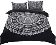 🌸 dasyfly 3 piece bohemian duvet cover sets - queen size mandala elephant boho chic bedding for adults, boys, and girls - black and white logo