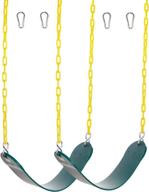 squirrel products 2 pack heavy duty strap swing seat with plastic coated chain - green - replacement set for easy install logo