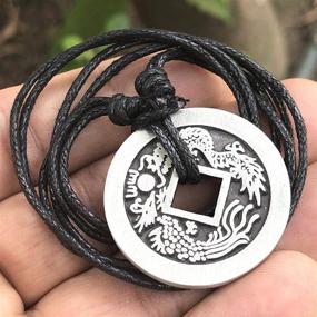 img 3 attached to 🦅 Dragon Phoenix Chinese Fortune Wealth Talisman: i-Ching Lucky Coin Feng Shui Jewelry for Men - Good Luck Charm Pendant Necklace with Adjustable Cord