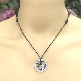 img 2 attached to 🦅 Dragon Phoenix Chinese Fortune Wealth Talisman: i-Ching Lucky Coin Feng Shui Jewelry for Men - Good Luck Charm Pendant Necklace with Adjustable Cord