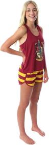 img 3 attached to 🧙 Women's Hogwarts House Crest Racerback Tank and Shorts Pajama Lounge Set, inspired by Harry Potter