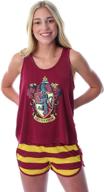 🧙 women's hogwarts house crest racerback tank and shorts pajama lounge set, inspired by harry potter logo