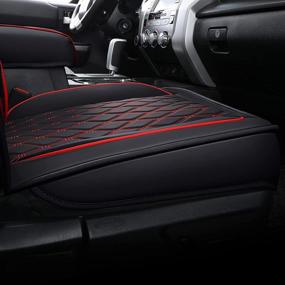 img 2 attached to 🚗 LuckyMan Club X05-T3 Full Set Tundra Seat Covers, Waterproof Faux Leather (Black & Red), Fits 2007-2021 Crew/Crewmax/Extended/Double Cab