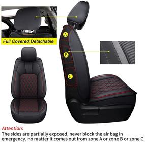 img 3 attached to 🚗 LuckyMan Club X05-T3 Full Set Tundra Seat Covers, Waterproof Faux Leather (Black & Red), Fits 2007-2021 Crew/Crewmax/Extended/Double Cab