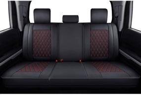 img 1 attached to 🚗 LuckyMan Club X05-T3 Full Set Tundra Seat Covers, Waterproof Faux Leather (Black & Red), Fits 2007-2021 Crew/Crewmax/Extended/Double Cab