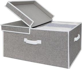 img 4 attached to 📦 Organize and Declutter with StorageWorks 65L Closet Storage Organizer - Gray Double-Open Lid Storage Bin with Cotton Fabric Box, Jumbo Size