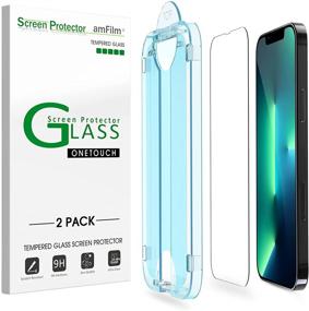 img 4 attached to 📱 Защитное стекло amFilm OneTouch 2 Pack для iPhone 13 Pro Max (6,7") — Простая установка и совместимость с чехлами.