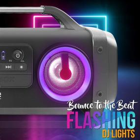 img 2 attached to 🔊 Pyle PBMSPG144: 500W Wireless Portable Bluetooth Boombox Speaker with DJ Lights, Subwoofer, FM Radio, USB/SD, and AUX Input
