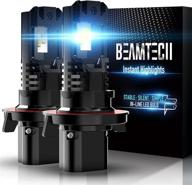 beamtech h13 led bulb: ultra-bright 9008 halogen replacement, fanless design, 12000lm 50w, 6500k xenon white logo