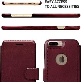 img 2 attached to 📱 LUPA Wallet Case for iPhone 8 Plus - Durable, Slim, Lightweight with Magnetic Closure - Card Holder & Burgundy Faux Leather - Compatible with 5.5 Inch Screen