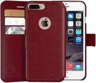 📱 lupa wallet case for iphone 8 plus - durable, slim, lightweight with magnetic closure - card holder & burgundy faux leather - compatible with 5.5 inch screen logo