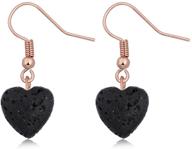 senfai heart black lava-rock essential oil diffuser earrings - stylish 3 tone dangle jewelry logo