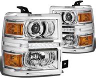 🚗 dna motoring hl-hpl-led-csil14-ch-am headlight assembly: chrome/amber, driver & passenger side logo