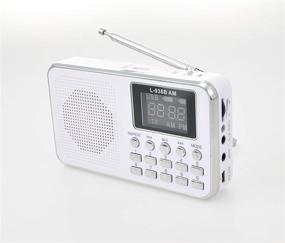 img 2 attached to 🔊 Mini USB AM/FM Radio Speaker Music Player with Micro TF/SD Card for PC iPod Phone (L-938B AW White) - Portable