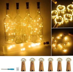 img 4 attached to Wine Bottle Lights with Cork - 20 LED Copper Wire String Lights, Pack of 6 - Battery Operated Starry String LED Lights for Bottles - DIY Christmas Wedding Party Decoration - Warm White