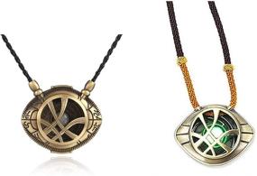 img 4 attached to 👨 Huawell 2-Piece Doctor Cosplay Costume: Strange Necklace Eye of Agamotto Prop Stone Pendant - Glows in the Dark