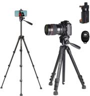 📷 phopik 56-inch aluminum alloy tripod for mobile phones and digital slr cameras with mobile phone holder and quick release plate (black), ideal for 360° panoramic shooting - video tripod logo