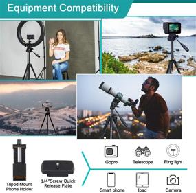 img 1 attached to 📷 PHOPIK 56-inch Aluminum Alloy Tripod for Mobile Phones and Digital SLR Cameras with Mobile Phone Holder and Quick Release Plate (Black), Ideal for 360° Panoramic Shooting - Video Tripod