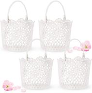 pack of 4 white flower girl baskets with handle - 5.90 x 4.72 x 4.33 inch logo