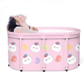 img 4 attached to Portable and Foldable Bathtub - Separate Family Bathroom SPA Tub for Efficient Temperature Maintenance - Eco-Friendly Bathing Tub for Shower Stall, Ideal for Spa Hot Baths and Ice Baths - 41.3''x25.5''x22.8'' (Cat)