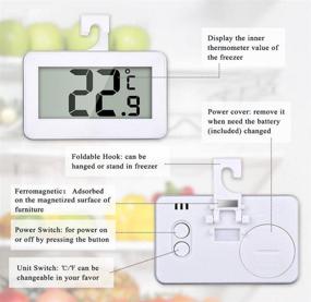 img 1 attached to 🌡️ Digital Waterproof Wireless Refrigerator Thermometer, 2-Pack for Fridge Freezer Room Temperature Monitoring (-20 to 60 Degree / -4 to 140 F) with Magnetic Hook & Large LCD Display for Indoor/Outdoor Use