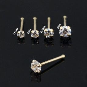 img 2 attached to 20 Gauge Nose Piercing Jewelry: Prong Set Round CZ Stone Stud in 14K Yellow Gold