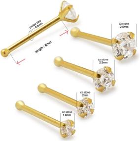 img 3 attached to 20 Gauge Nose Piercing Jewelry: Prong Set Round CZ Stone Stud in 14K Yellow Gold