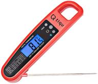 🌡️ tiqu kitchen thermometer - red instant read digital food probe for grilling, bbq, cooking, and more - indoor/outdoor use - magnetic storage on grill or fridge - folding temperature gauge logo