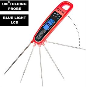 img 3 attached to 🌡️ Tiqu Kitchen Thermometer - Red Instant Read Digital Food Probe for Grilling, BBQ, Cooking, and More - Indoor/Outdoor Use - Magnetic Storage on Grill or Fridge - Folding Temperature Gauge