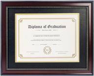 🎓 professional mahogany diploma frame - 11x14 display for 8.5x11 document, cpa license & certificates with gold mat - college university degree frame with black over gold mat & gold beads logo