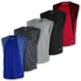 img 4 attached to 5 Pack: Men's Compression Dry-Fit Moisture Wicking Active Athletic Performance Tank Tops Package