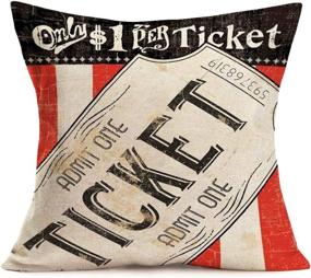 img 1 attached to 🎥 Smilyard Vintage Cinema Ticket Throw Pillow Covers - Set of 4 Cushion Covers for Movie-themed Home Decor