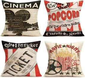 img 4 attached to 🎥 Smilyard Vintage Cinema Ticket Throw Pillow Covers - Set of 4 Cushion Covers for Movie-themed Home Decor