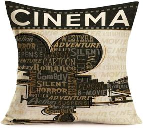 img 3 attached to 🎥 Smilyard Vintage Cinema Ticket Throw Pillow Covers - Set of 4 Cushion Covers for Movie-themed Home Decor